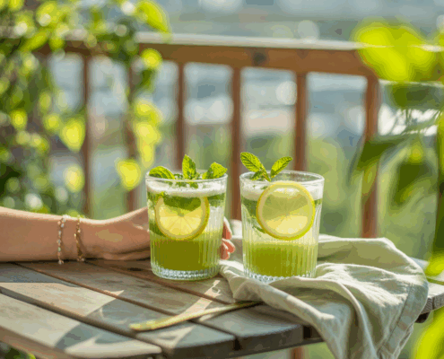 Sommerlicher Genuss: Matcha-Limonade mit Minze und Zitrus