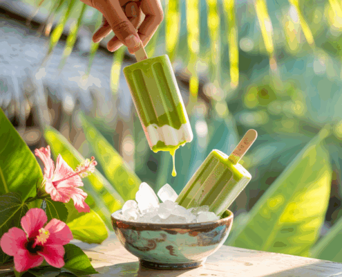 Erfrischendes Matcha-Eis am Stiel mit Kokosmilch – Ein sommerliches Vergnügen