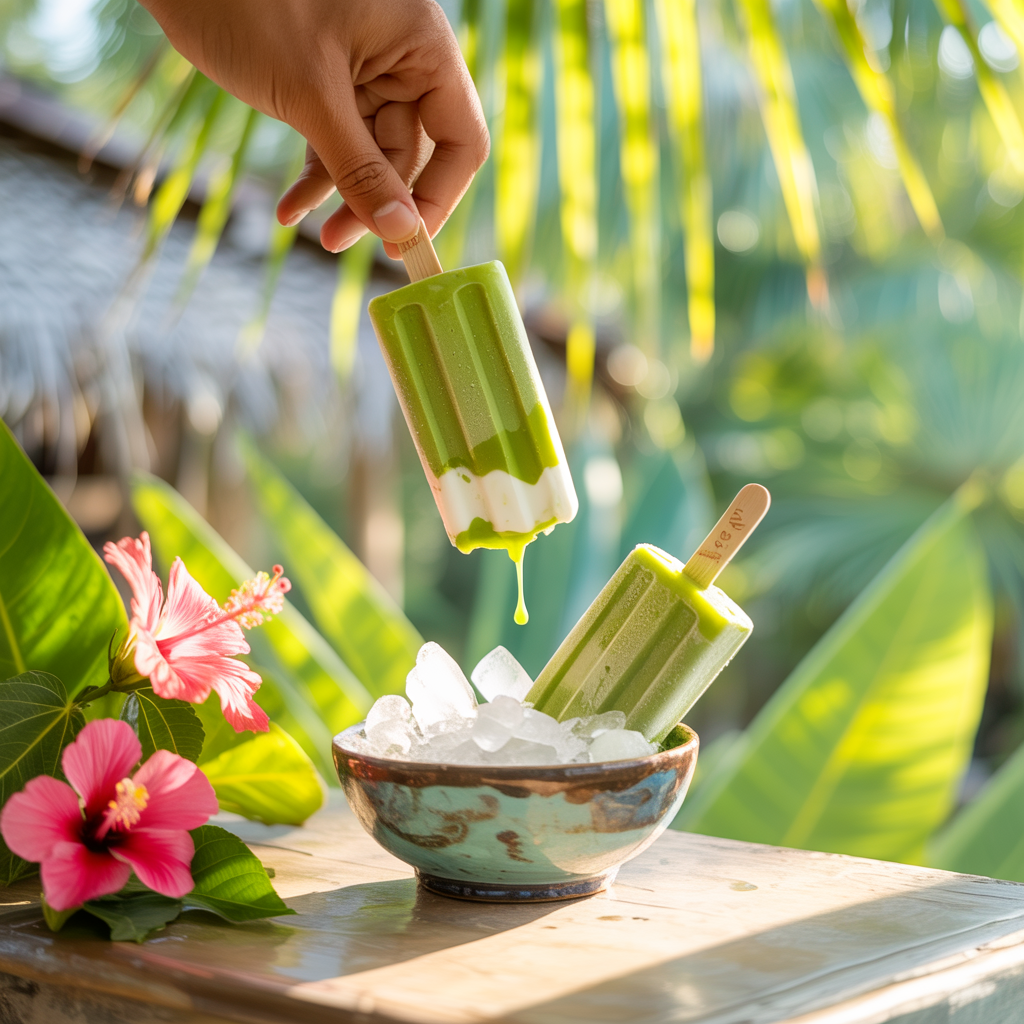 Erfrischendes Matcha-Eis am Stiel mit Kokosmilch – Ein sommerliches Vergnügen