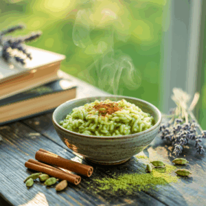 Matcha-Milchreis mit Zimt und Kardamom: Ein Genusserlebnis mit orientalischem Flair