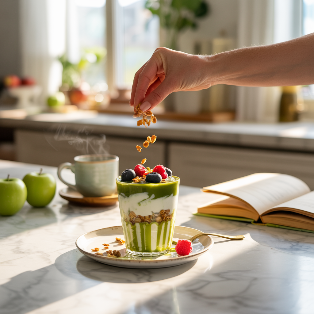 Matcha-Apfelmus-Joghurt-Parfait: Ein Genuss für alle Sinne