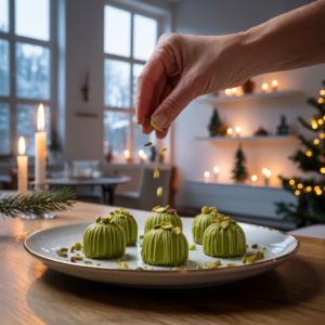 Duftende Verführung: Matcha-Pistazien-Nougat-Trüffel