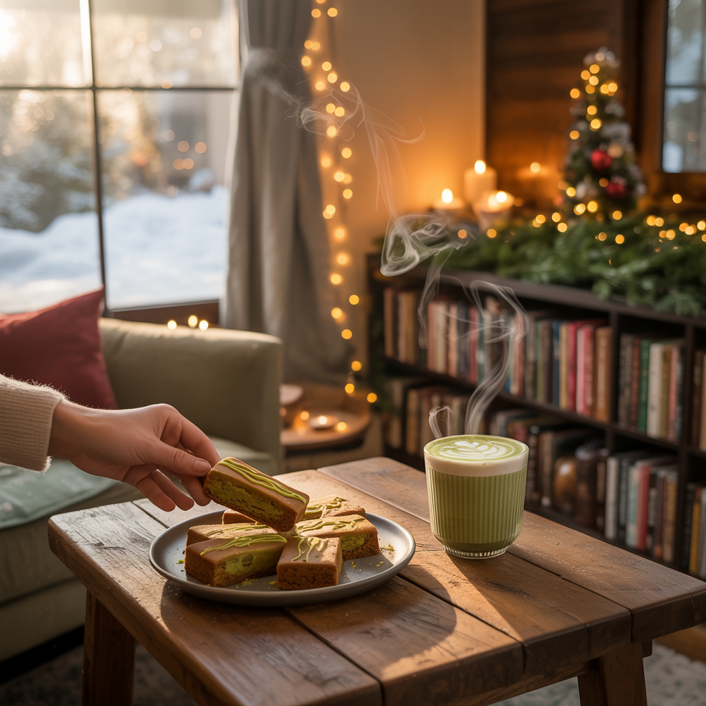 Matcha Gingerbread Blondies mit weißer Schokolade – Ein Wintermärchen für Genießer