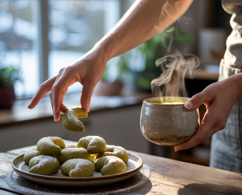 Matcha-Vanillekipferl Eine weihnachtliche Verbindung aus Tradition und Grün