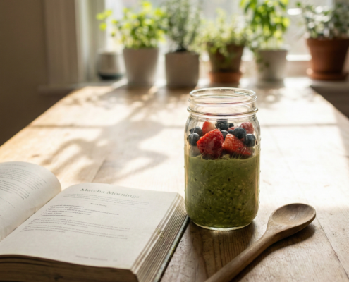 Matcha-Overnight-Oats mit Beeren – Ein grüner Start in den Tag