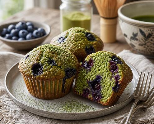 Matcha-Muffins mit Blaubeeren: Ein Genuss für alle Sinne