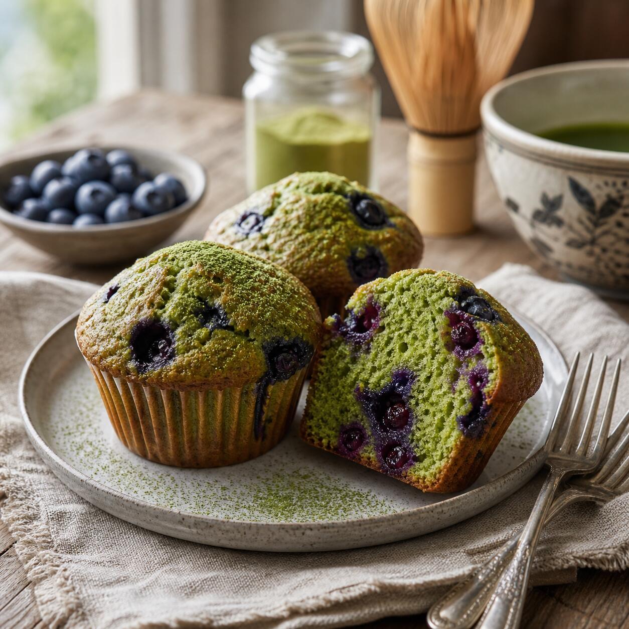 Matcha-Muffins mit Blaubeeren: Ein Genuss für alle Sinne